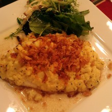 Potato Parmesan Crusted Tilapia with Browned Butter Wine Sauce